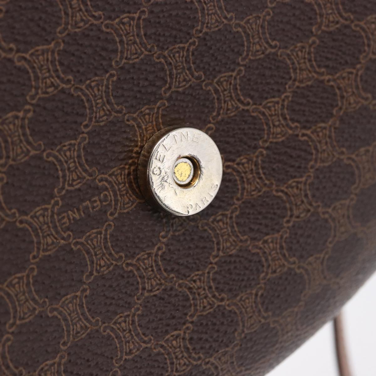 CELINE Macadam Canvas Shoulder Bag PVC Leather Brown Gold Auth 204266