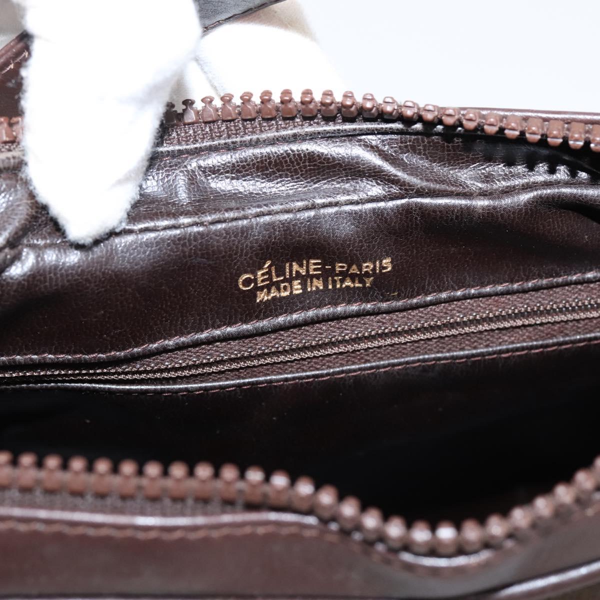 CELINE C Sulky Shoulder Bag Brown Gold Auth 204267