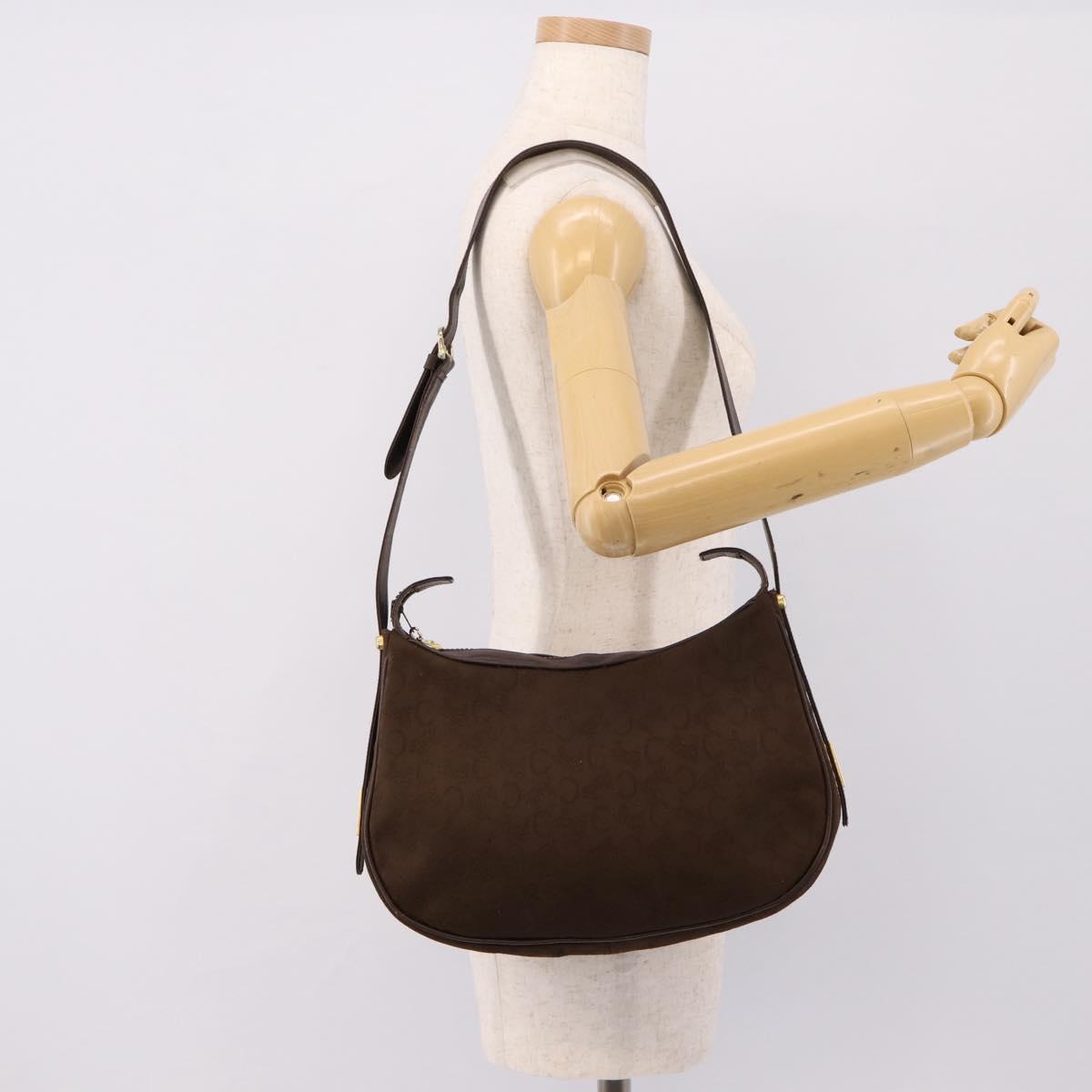 CELINE C Sulky Shoulder Bag Brown Gold Auth 204267