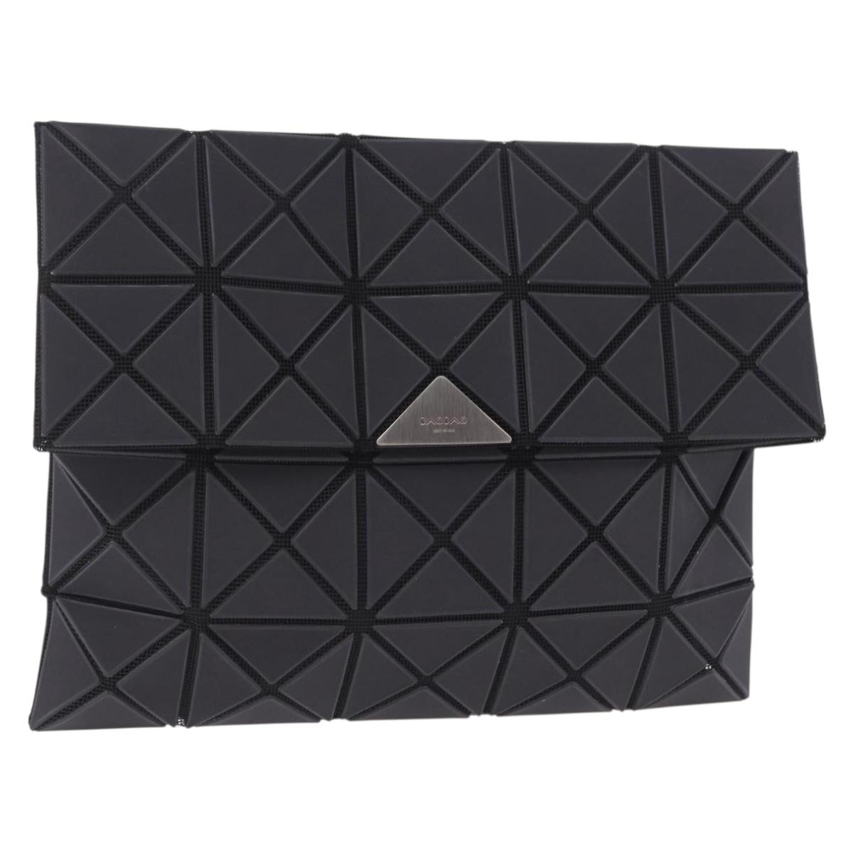 ISSEY MIYAKE BAO BAO Clutch Bag PVC Leather Black Silver Auth 204271A