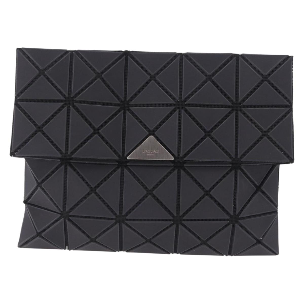 ISSEY MIYAKE BAO BAO Clutch Bag PVC Leather Black Silver Auth 204271A