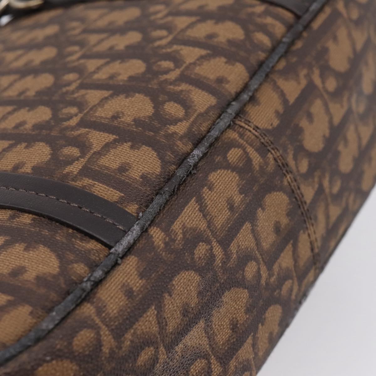 Christian Dior Trotter Romantic Shoulder Bag PVC Brown Silver Auth 204280