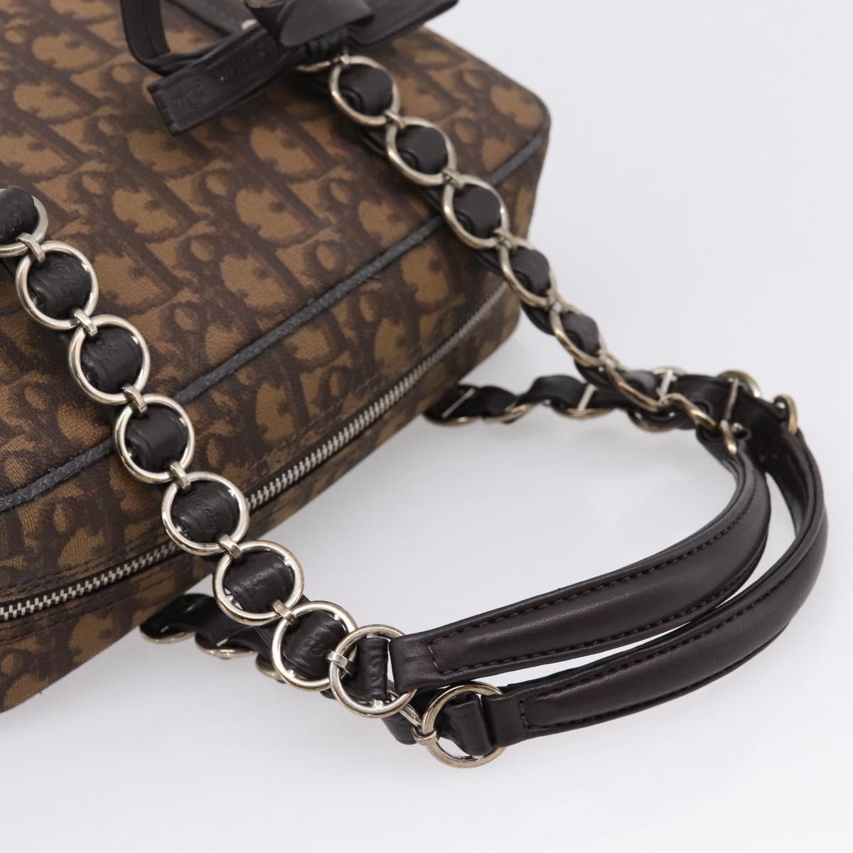 Christian Dior Trotter Romantic Shoulder Bag PVC Brown Silver Auth 204280
