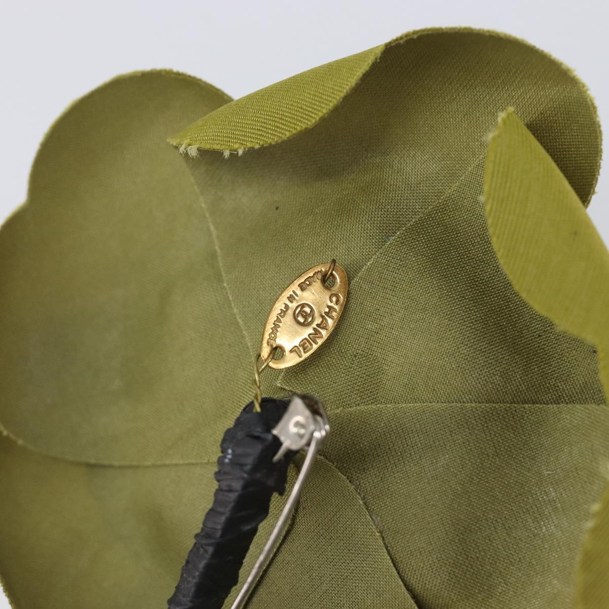 CHANEL Camelia Brooch metal 2 Set White Green CC Auth 204281