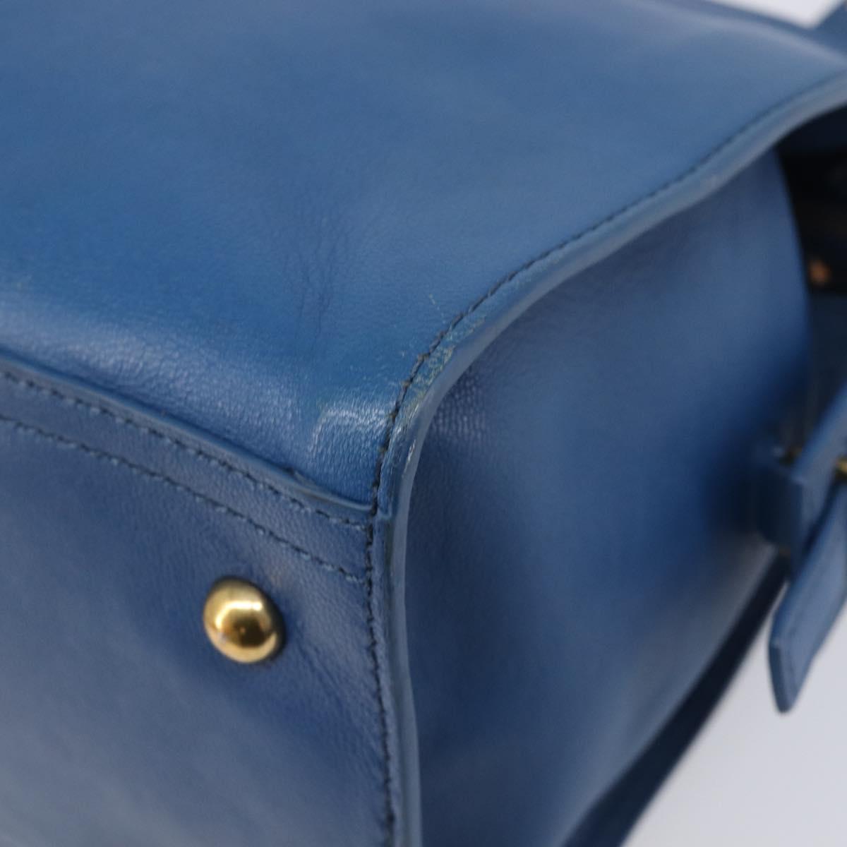 SAINT LAURENT Cavas Chic Hand Bag Leather 2way Blue Gold 279079 Auth 204300A