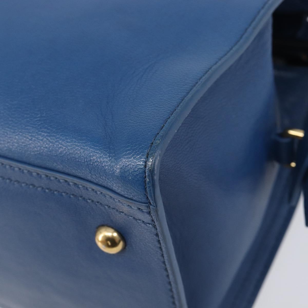 SAINT LAURENT Cavas Chic Hand Bag Leather 2way Blue Gold 279079 Auth 204300A