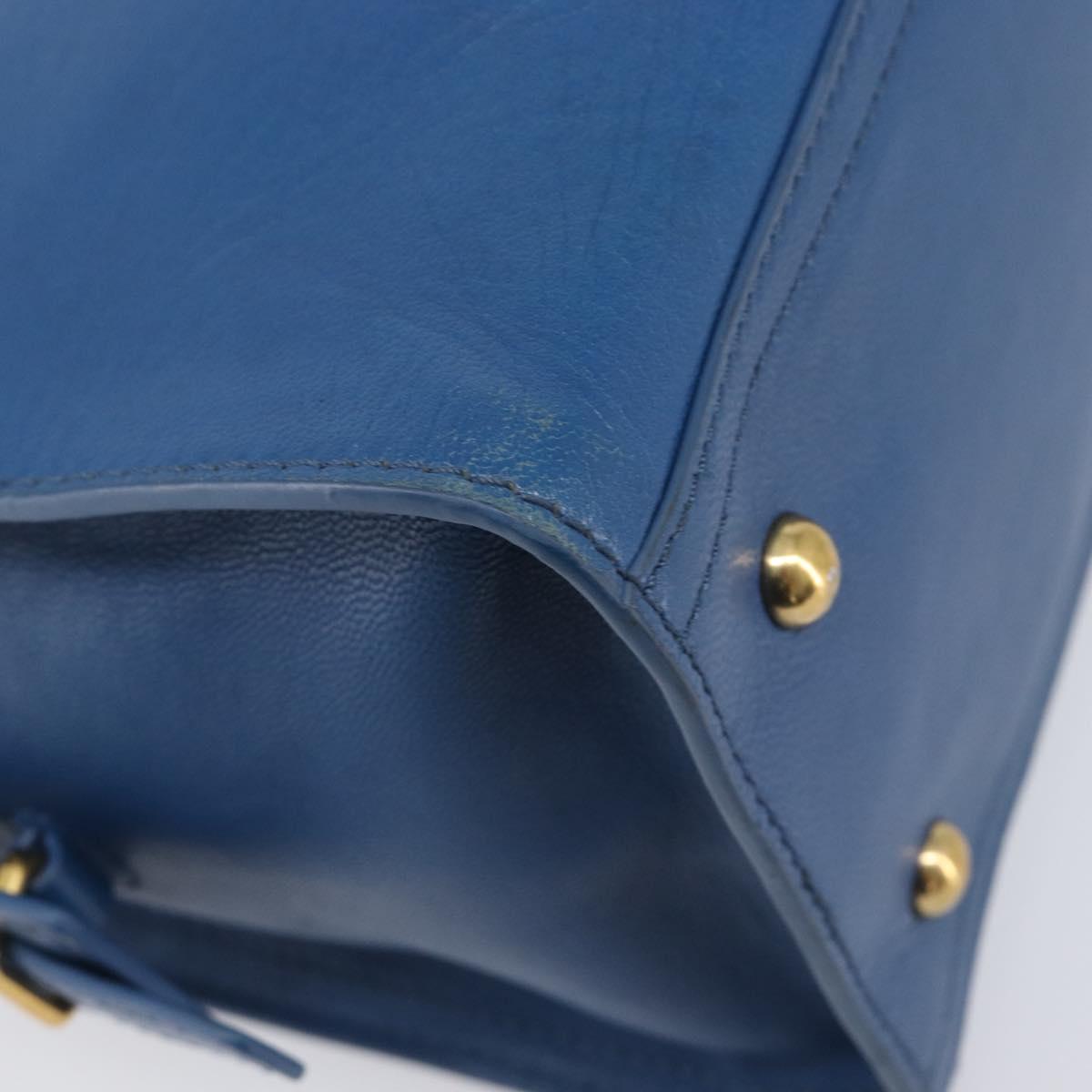 SAINT LAURENT Cavas Chic Hand Bag Leather 2way Blue Gold 279079 Auth 204300A