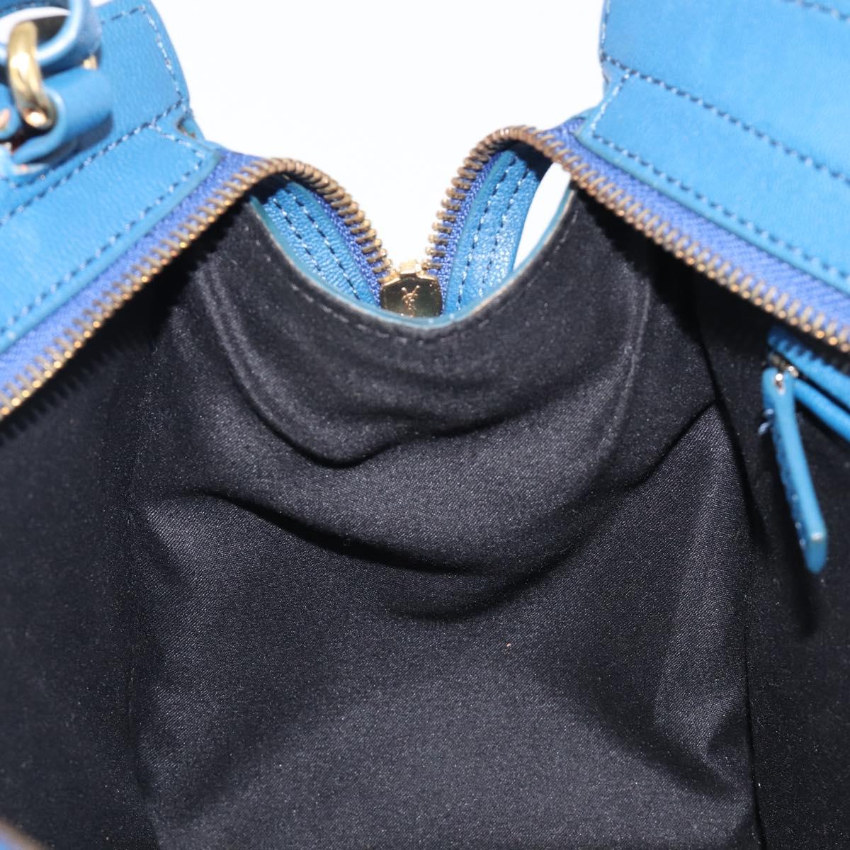 SAINT LAURENT Cavas Chic Hand Bag Leather 2way Blue Gold 279079 Auth 204300A