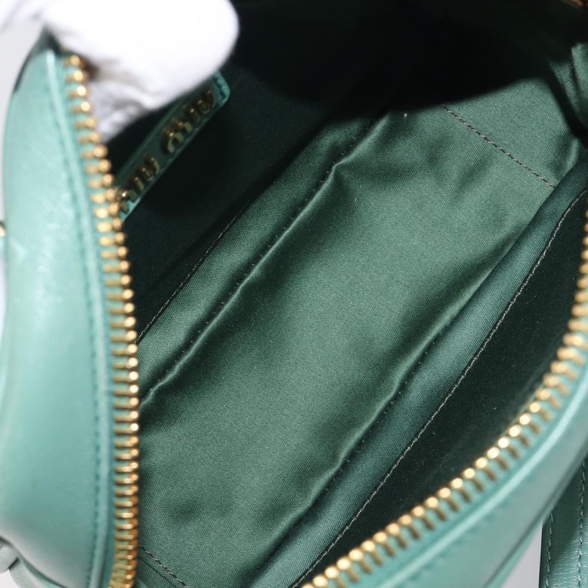 Miu Miu Matelasse Arkady Hand Bag Leather 2way Green Gold Auth 204302SAM