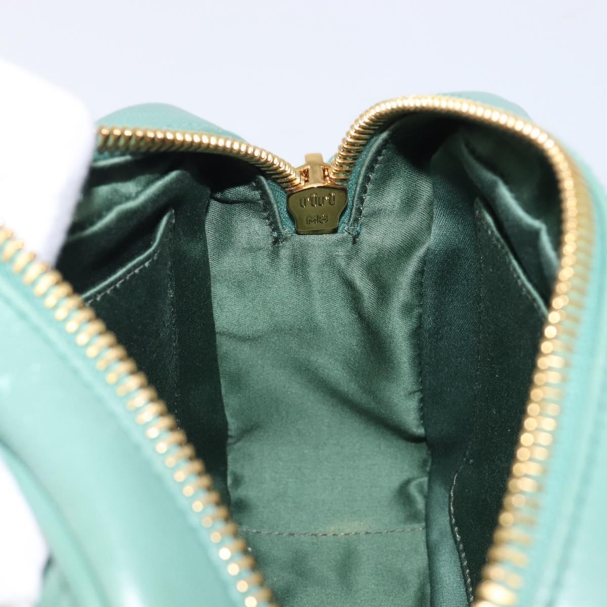 Miu Miu Matelasse Arkady Hand Bag Leather 2way Green Gold Auth 204302SAM