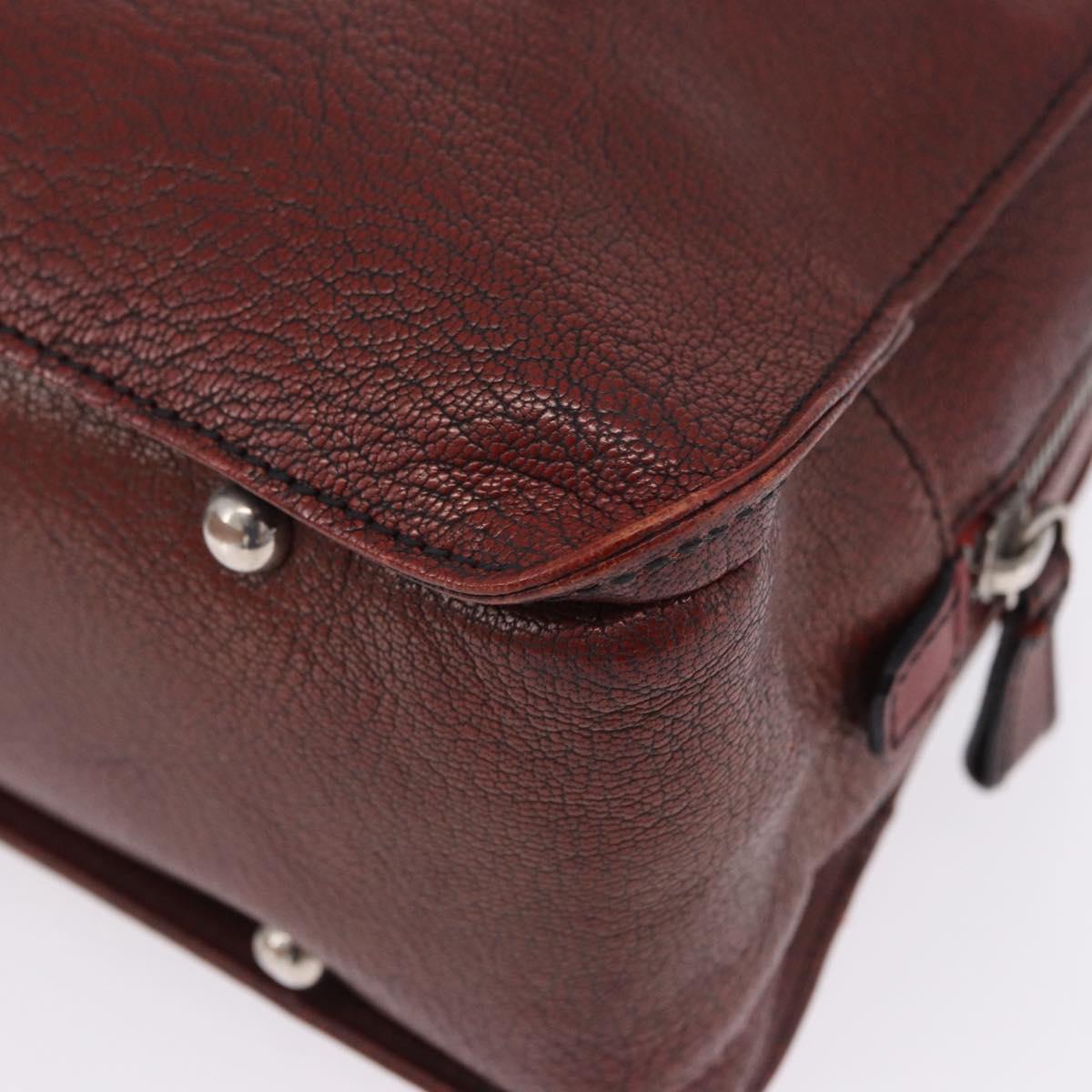 LOEWE Hand Bag Leather Red Silver Auth 204304V