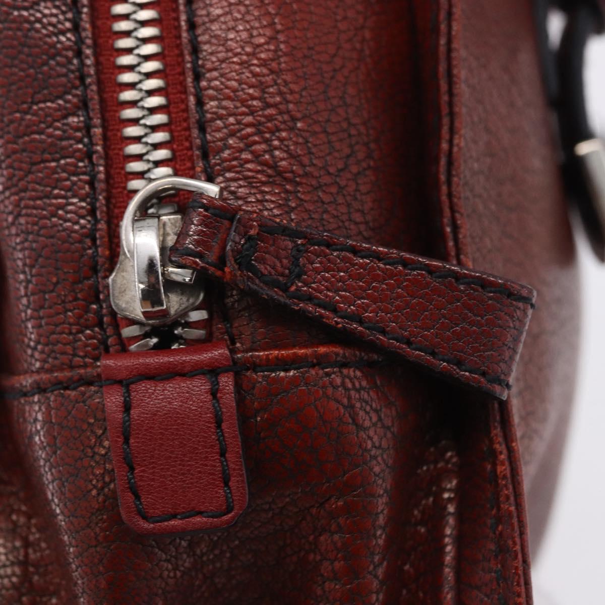 LOEWE Hand Bag Leather Red Silver Auth 204304V