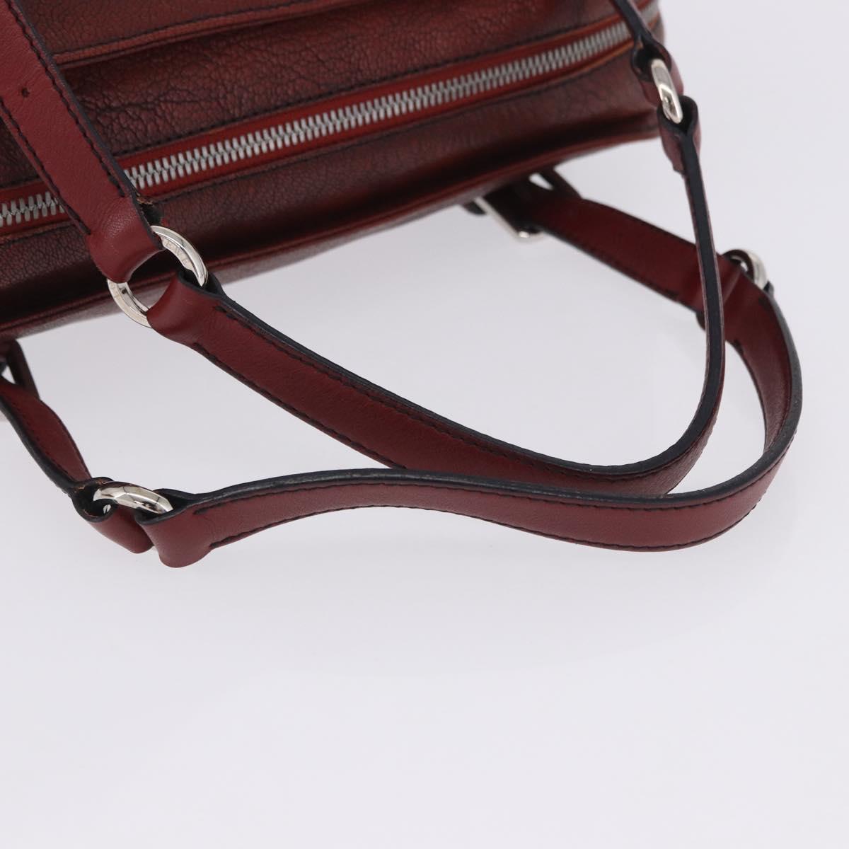 LOEWE Hand Bag Leather Red Silver Auth 204304V