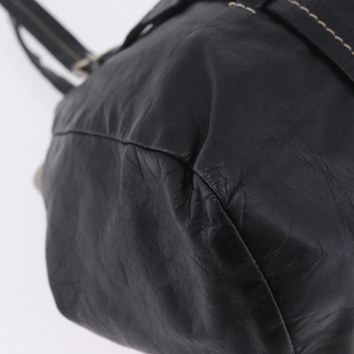 Miu Miu Hand Bag Vitellolux Black Silver Auth 204305A