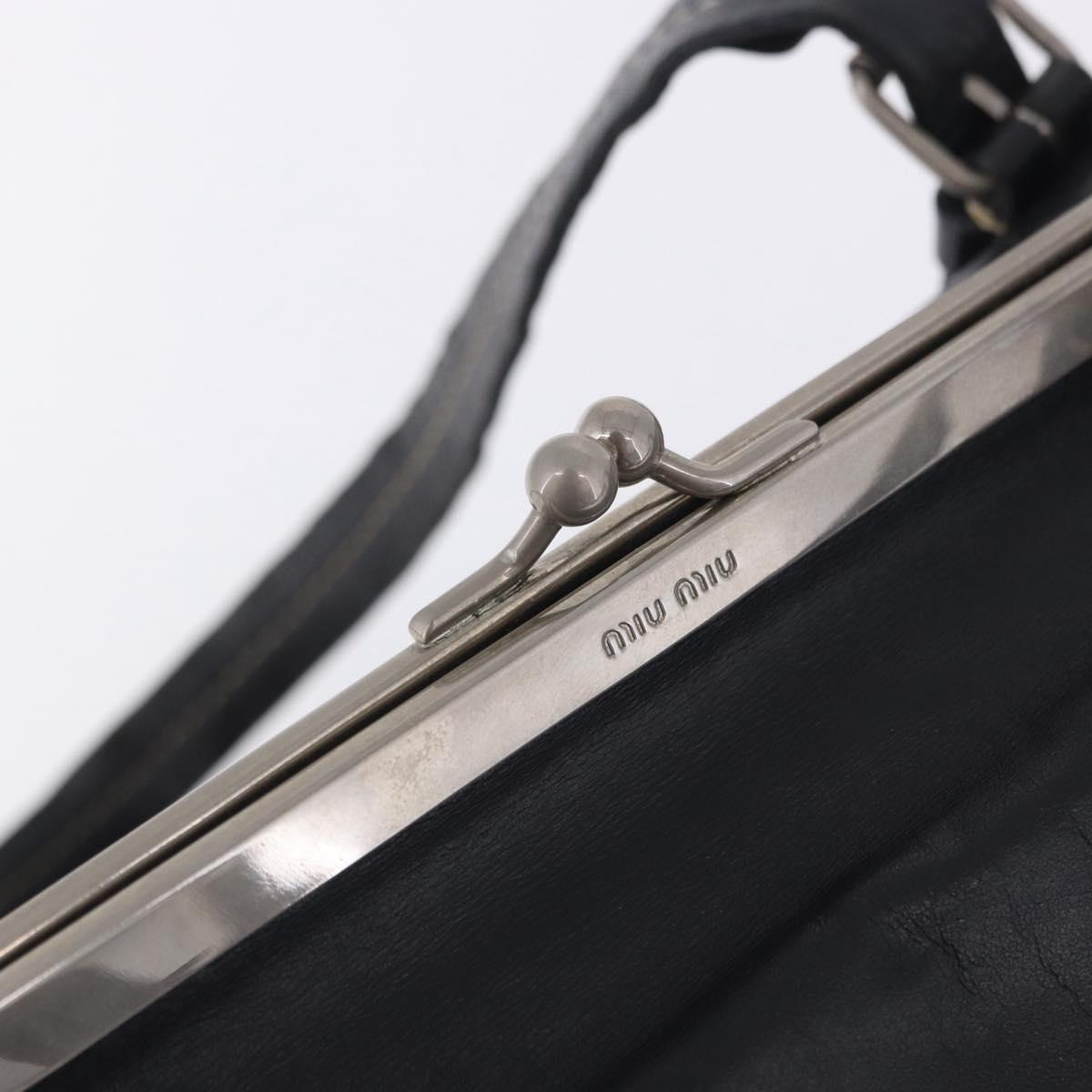 Miu Miu Hand Bag Vitellolux Black Silver Auth 204305A