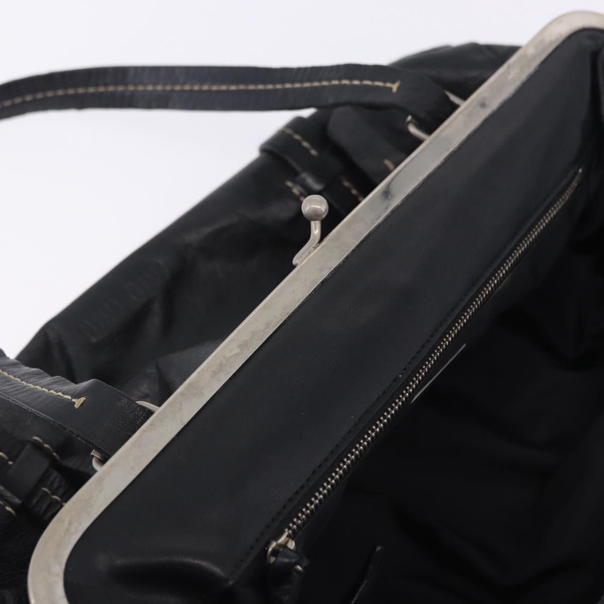 Miu Miu Hand Bag Vitellolux Black Silver Auth 204305A
