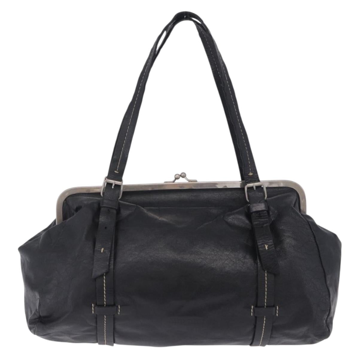 Miu Miu Hand Bag Vitellolux Black Silver Auth 204305A