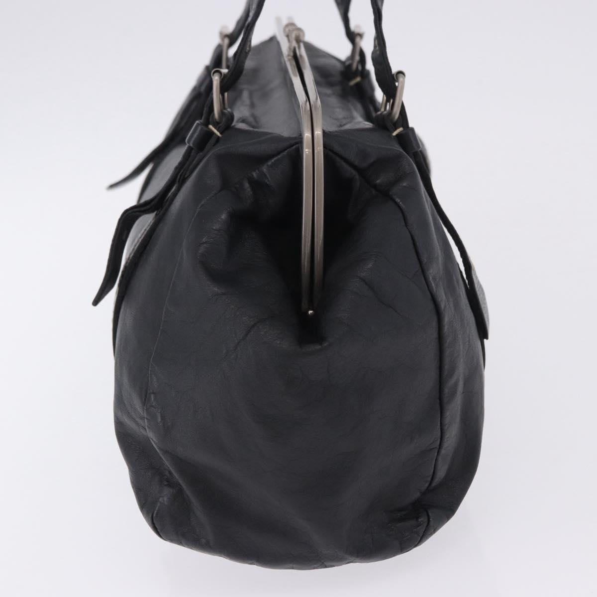 Miu Miu Hand Bag Vitellolux Black Silver Auth 204305A
