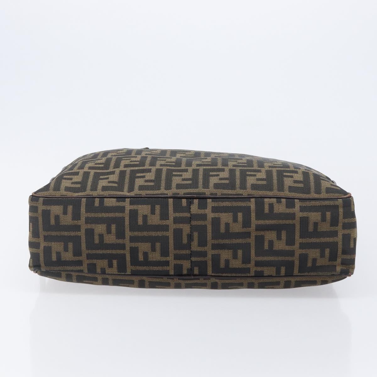 FENDI Zucca Canvas Hand Bag Black Brown Auth 204307A