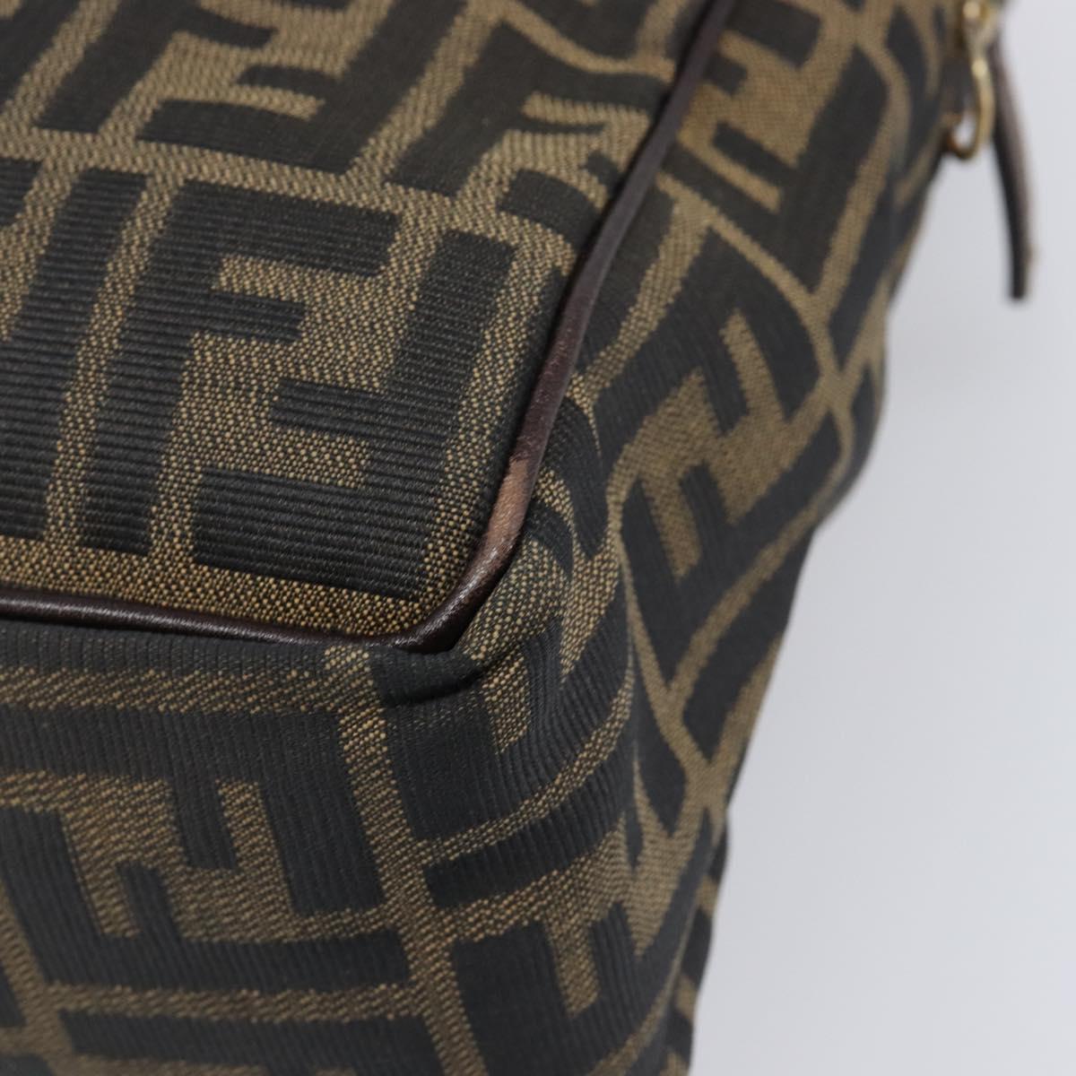FENDI Zucca Canvas Hand Bag Black Brown Auth 204307A