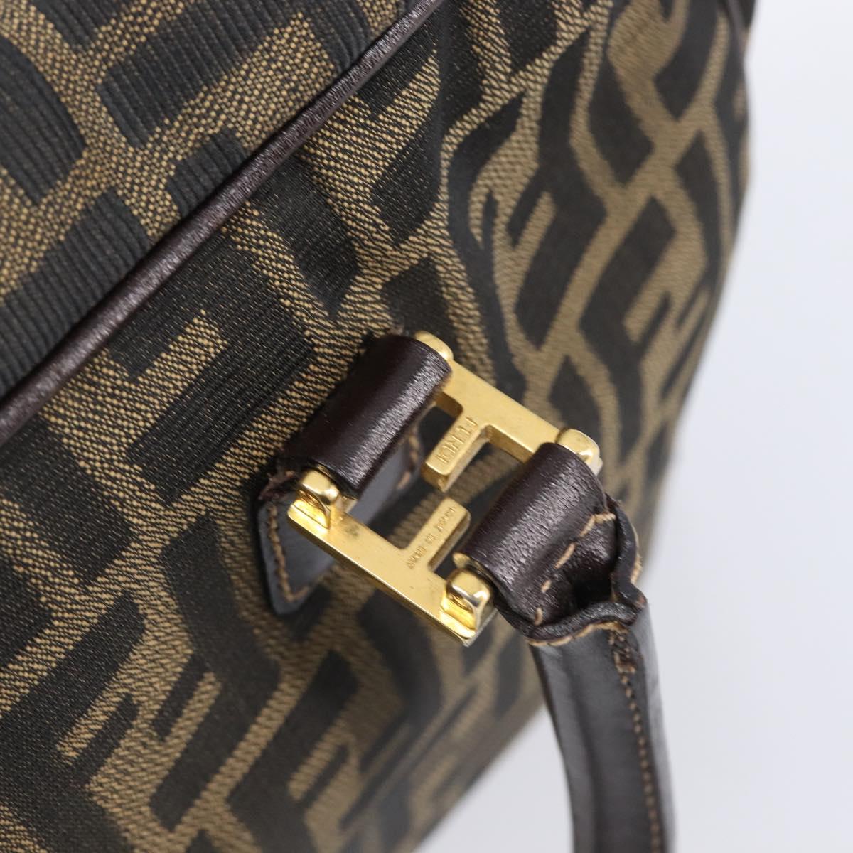 FENDI Zucca Canvas Hand Bag Black Brown Auth 204307A