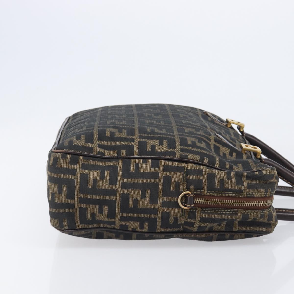 FENDI Zucca Canvas Hand Bag Black Brown Auth 204307A