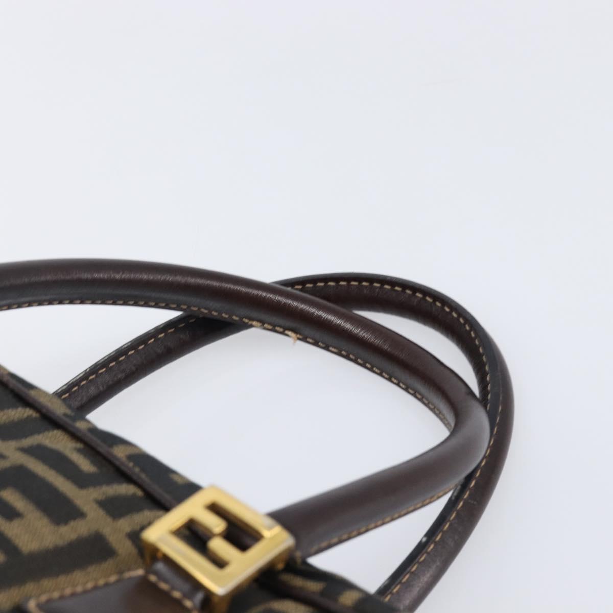 FENDI Zucca Canvas Hand Bag Black Brown Auth 204307A
