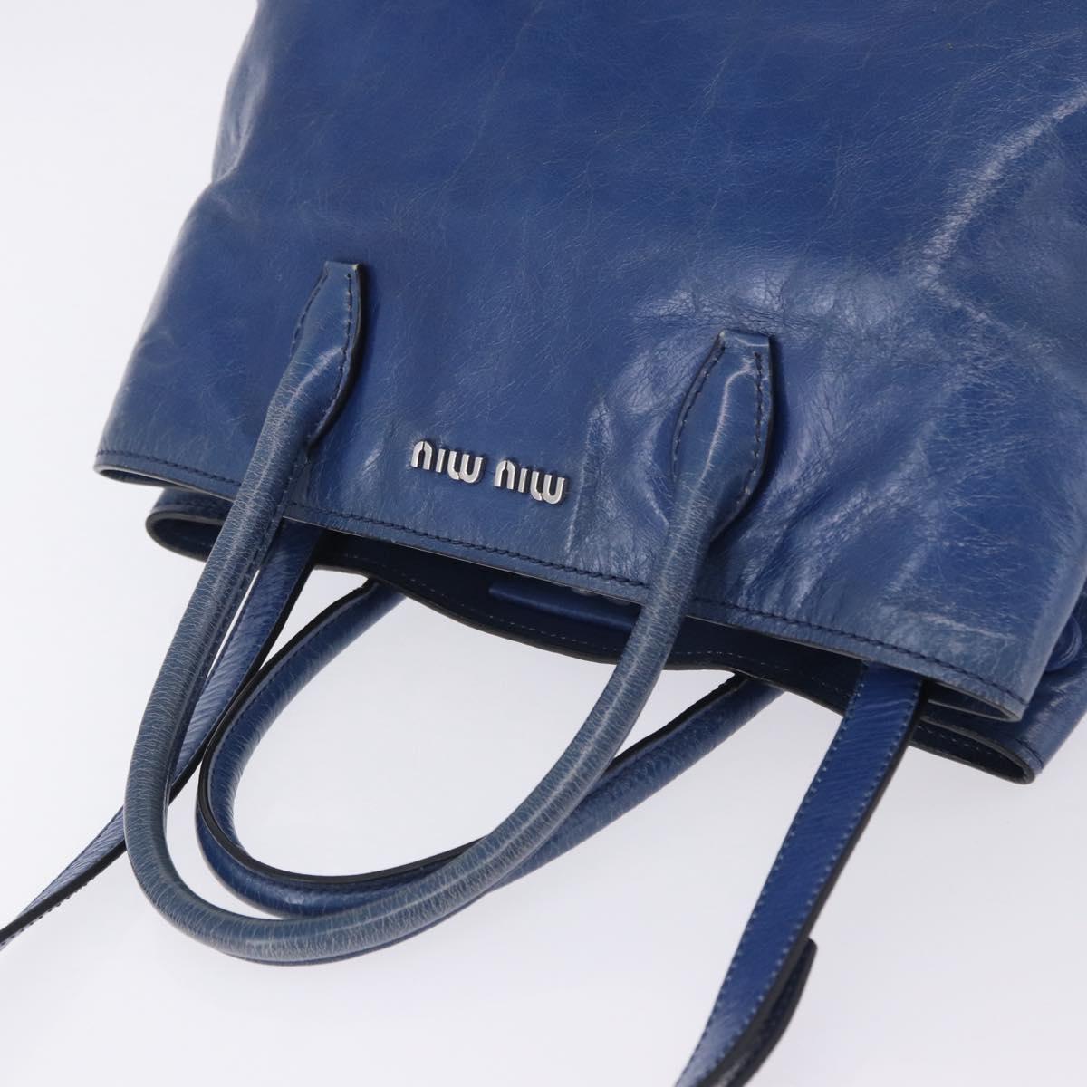 Miu Miu Hand Bag Vitellolux 2way Blue Silver Auth 204308A