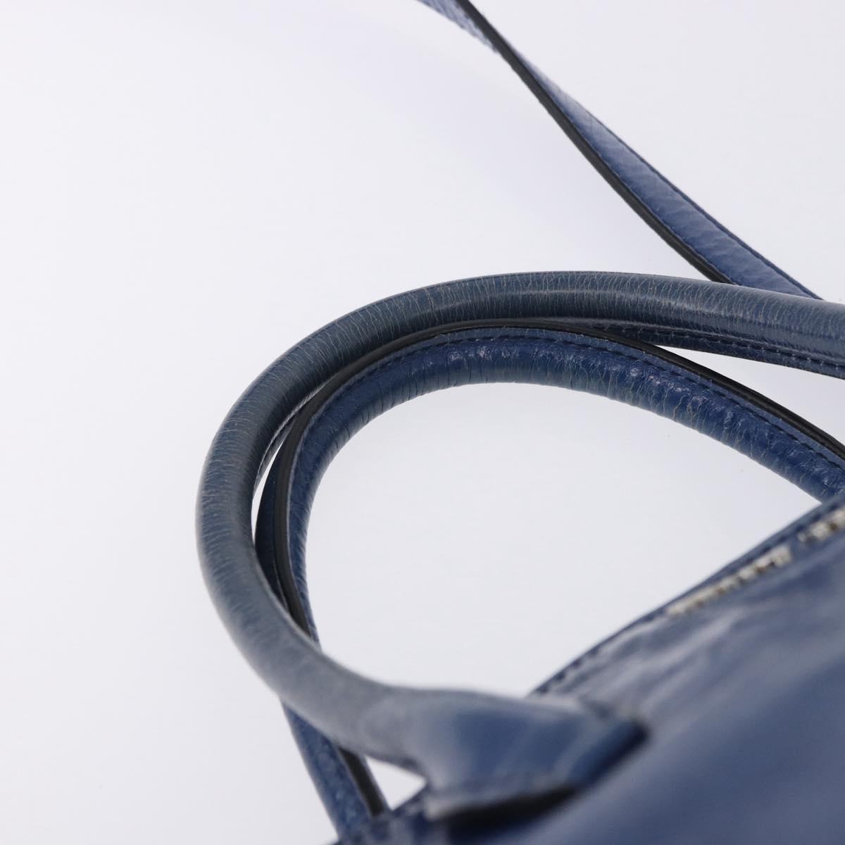 Miu Miu Hand Bag Vitellolux 2way Blue Silver Auth 204308A
