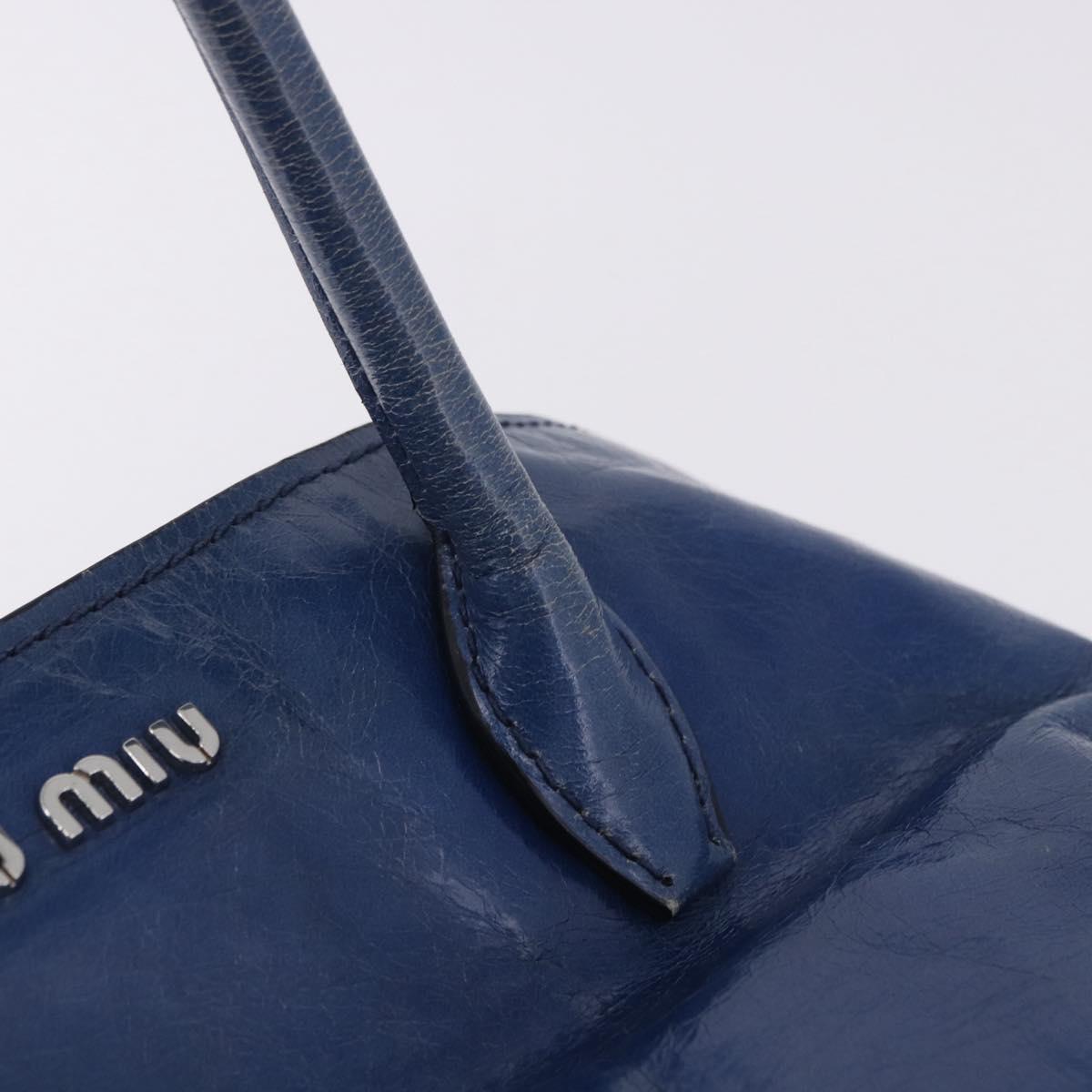 Miu Miu Hand Bag Vitellolux 2way Blue Silver Auth 204308A