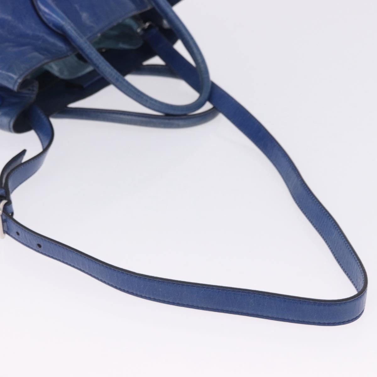 Miu Miu Hand Bag Vitellolux 2way Blue Silver Auth 204308A