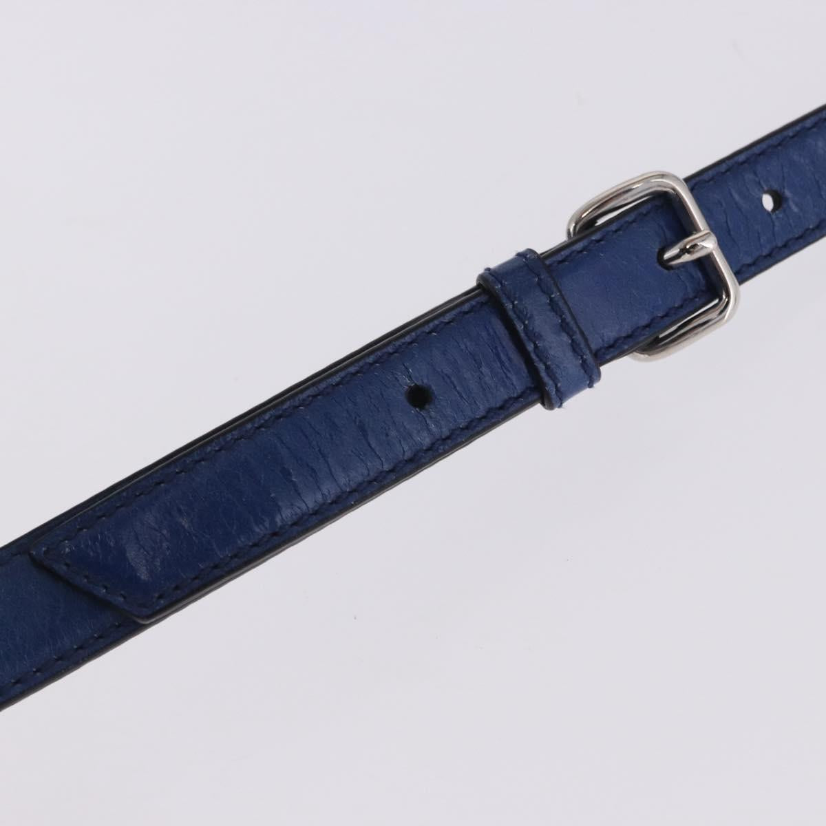 Miu Miu Hand Bag Vitellolux 2way Blue Silver Auth 204308A