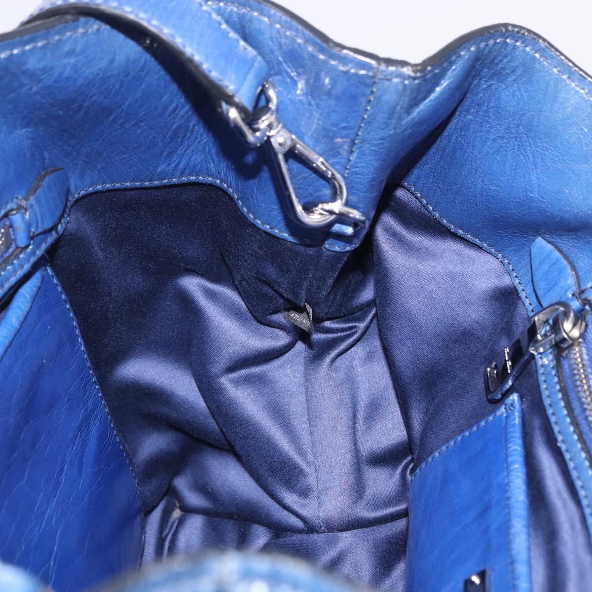 Miu Miu Hand Bag Vitellolux 2way Blue Silver Auth 204308A