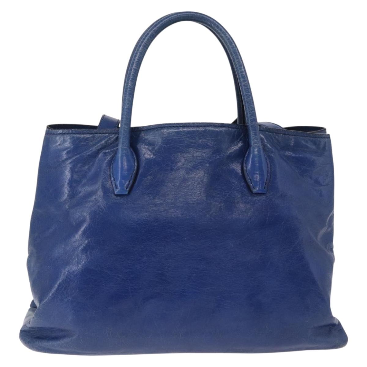 Miu Miu Hand Bag Vitellolux 2way Blue Silver Auth 204308A