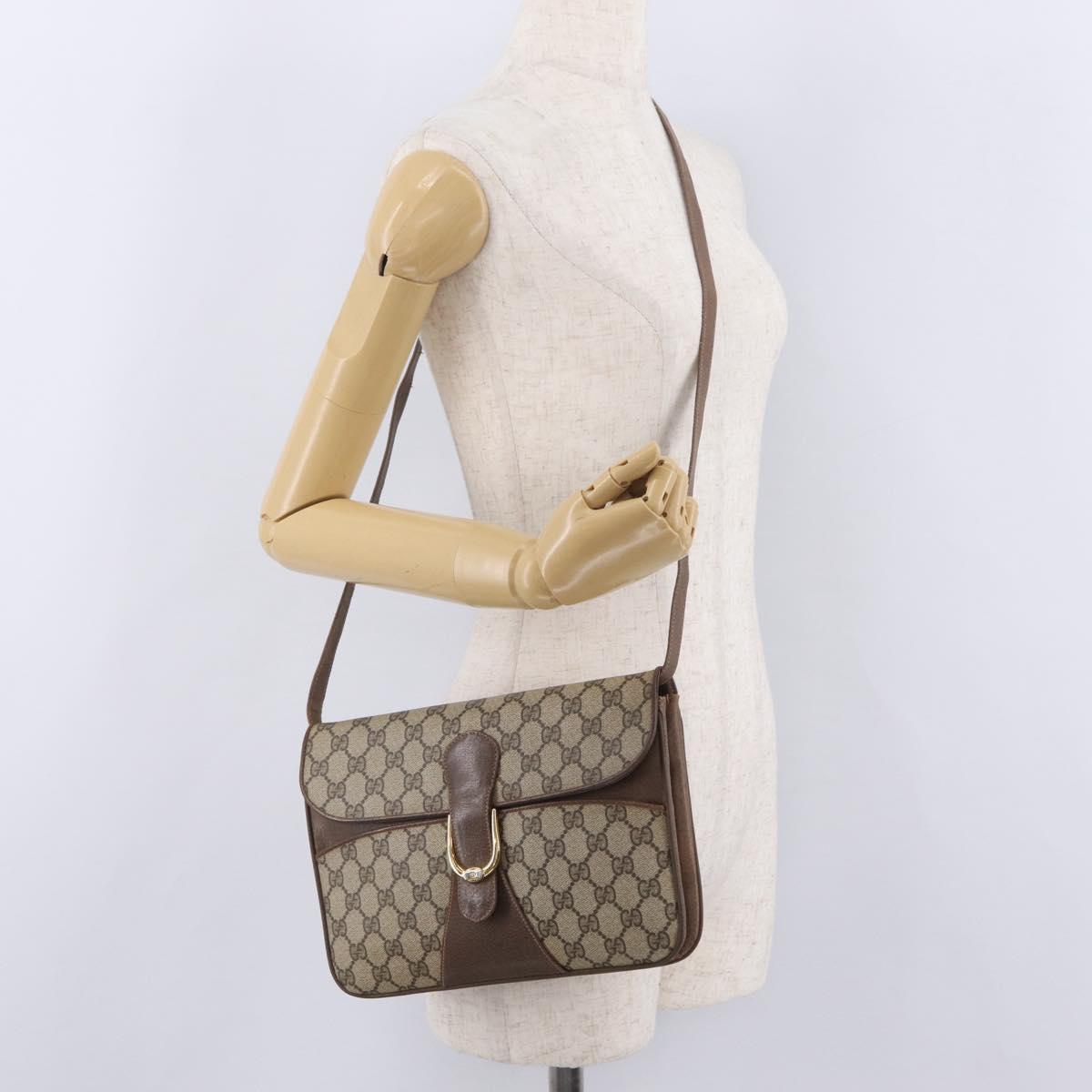 GUCCI GG Supreme Shoulder Bag PVC Leather Beige Gold 904 23 025 Auth 204309