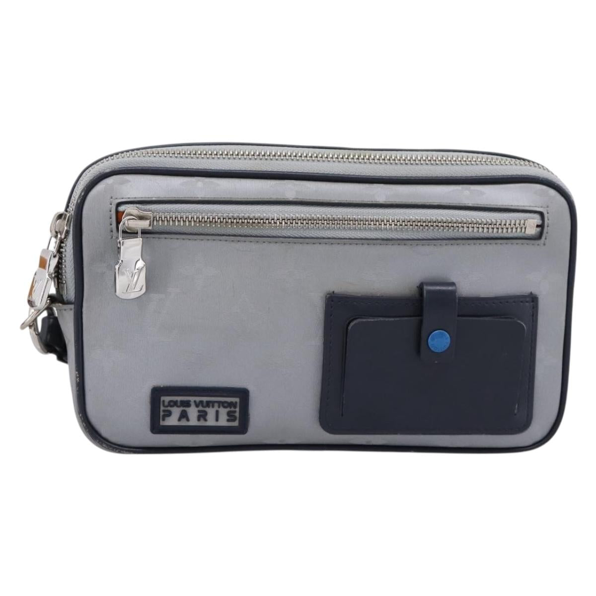 LOUIS VUITTON Monogram Satellite Alpha Clutch Bag Silver M44171 LV Auth 204313A