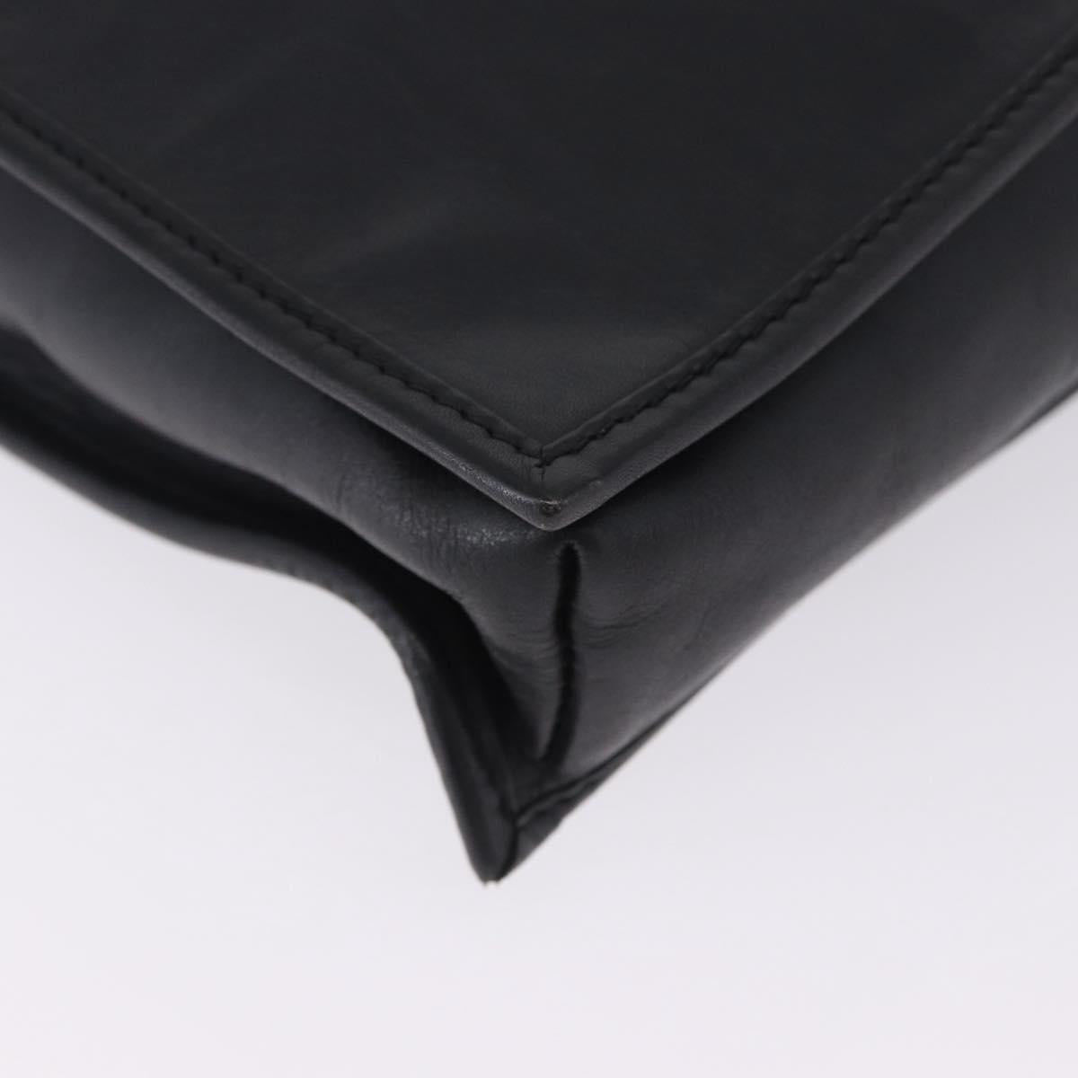 LOEWE Anagram Shoulder Bag Leather Black Gold Auth 204314A