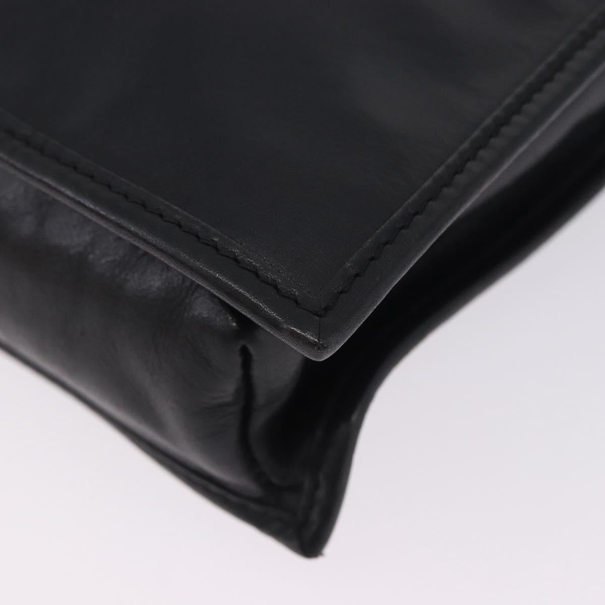LOEWE Anagram Shoulder Bag Leather Black Gold Auth 204314A