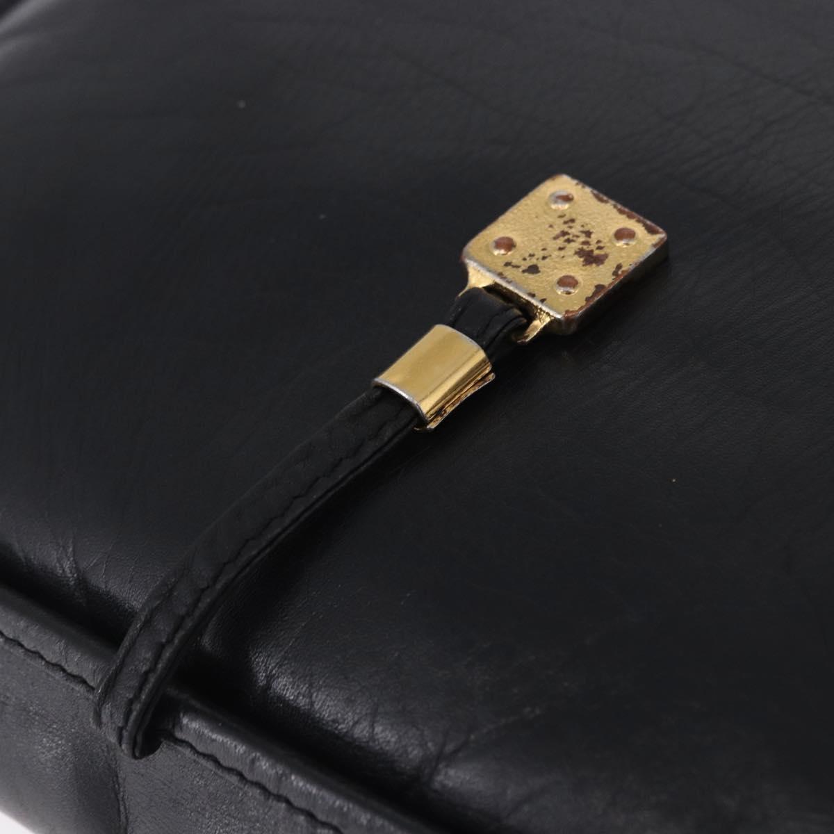 LOEWE Anagram Shoulder Bag Leather Black Gold Auth 204314A