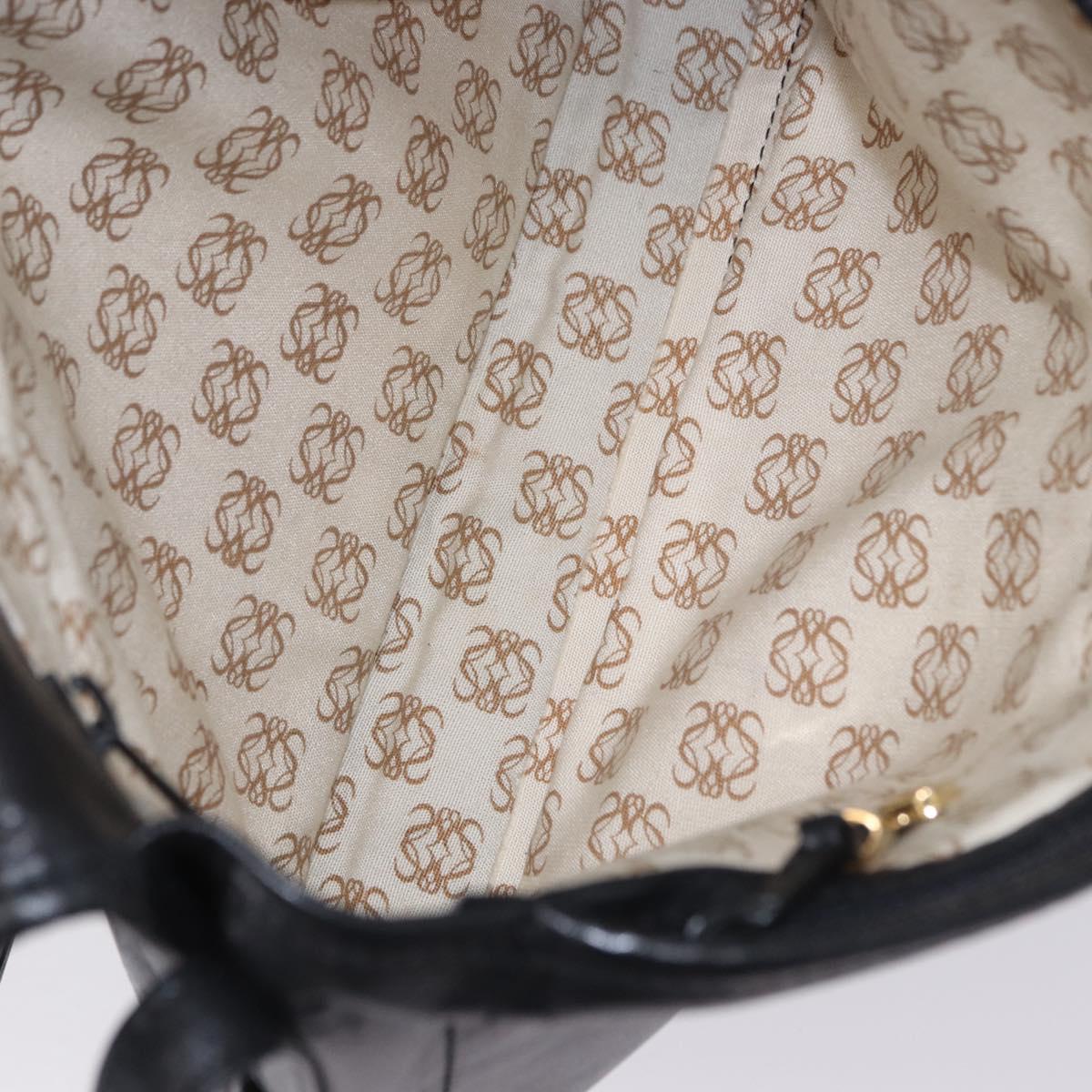 LOEWE Anagram Shoulder Bag Leather Black Gold Auth 204314A