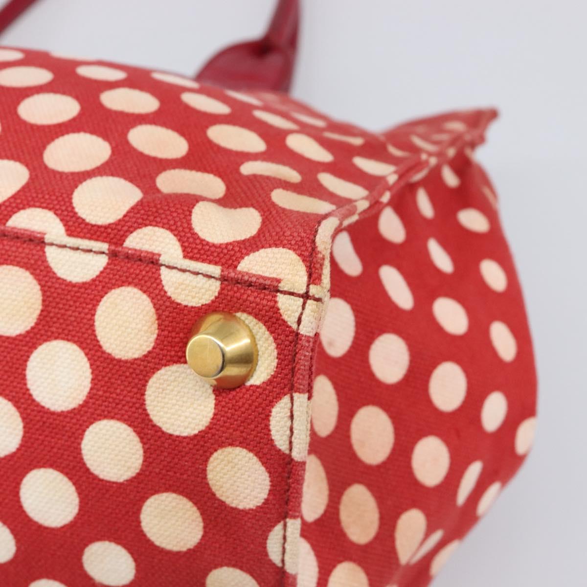 Miu Miu Hand Bag Canvas Red Gold Auth 204315