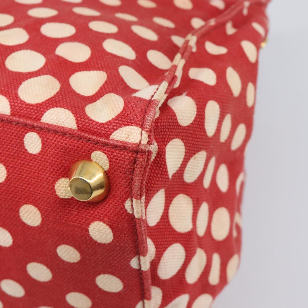 Miu Miu Hand Bag Canvas Red Gold Auth 204315