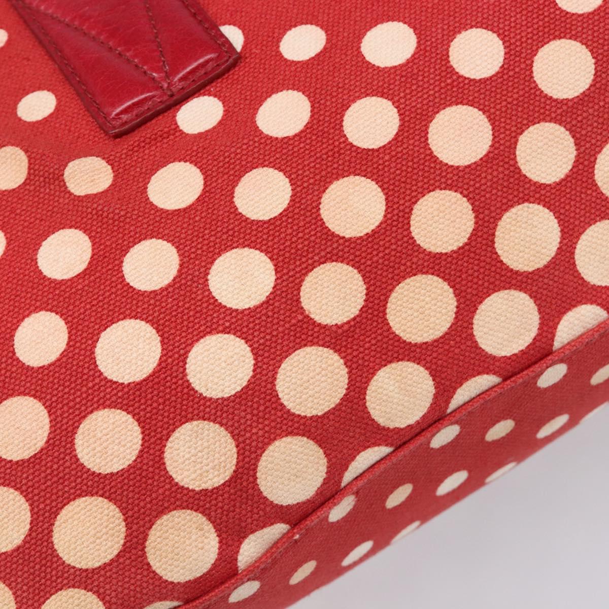 Miu Miu Hand Bag Canvas Red Gold Auth 204315