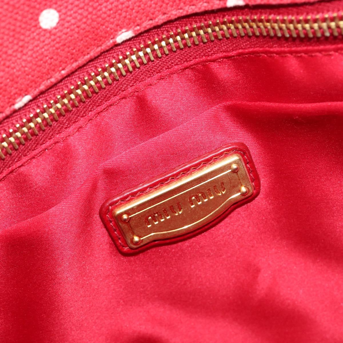 Miu Miu Hand Bag Canvas Red Gold Auth 204315