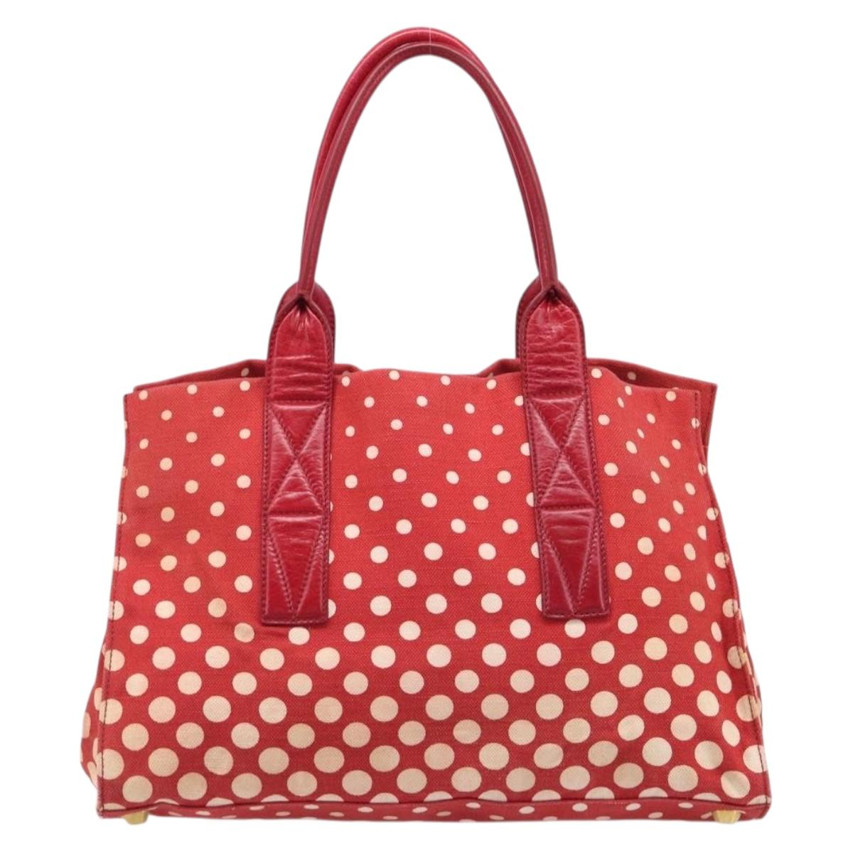 Miu Miu Hand Bag Canvas Red Gold Auth 204315