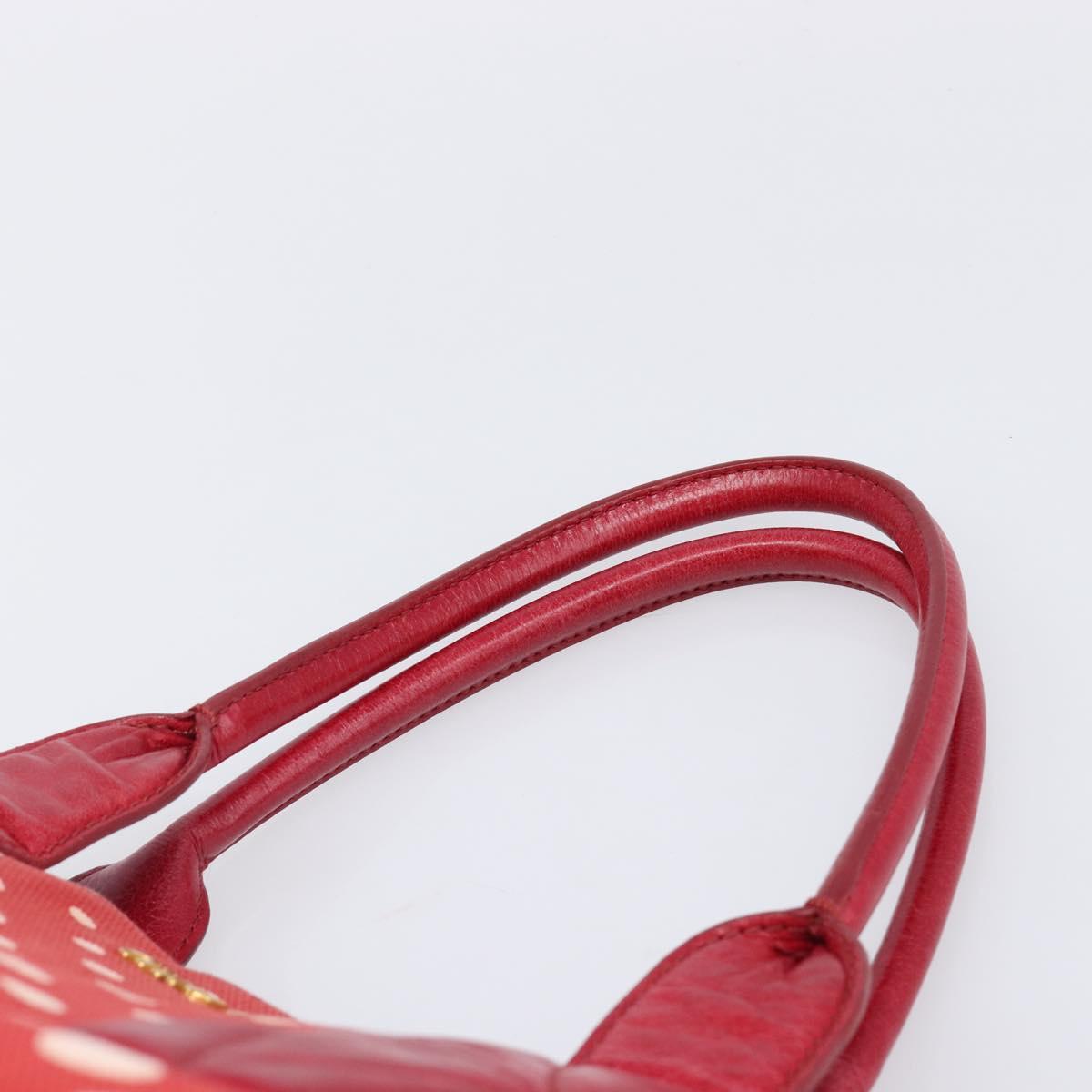 Miu Miu Hand Bag Canvas Red Gold Auth 204315