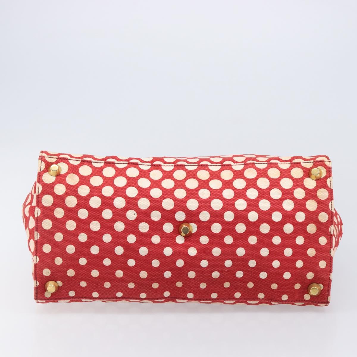 Miu Miu Hand Bag Canvas Red Gold Auth 204315