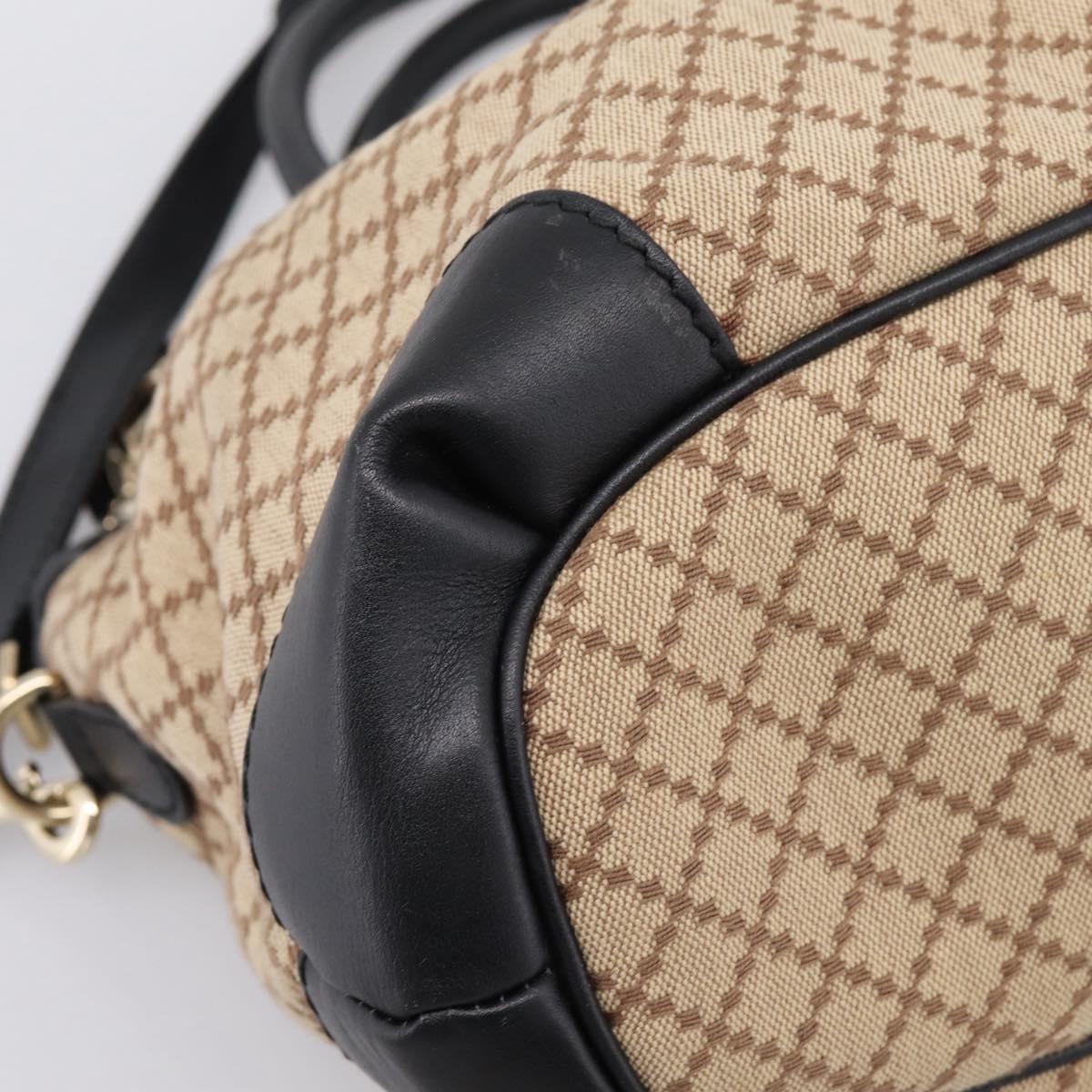 GUCCI Diamante Hand Bag Canvas 2way Beige Gold 247902 Auth 204317