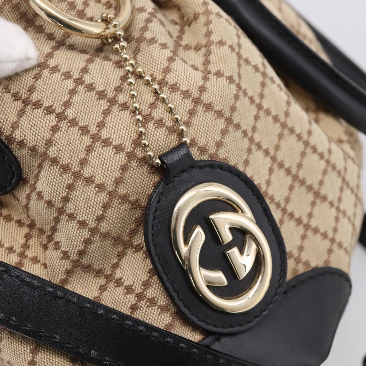 GUCCI Diamante Hand Bag Canvas 2way Beige Gold 247902 Auth 204317