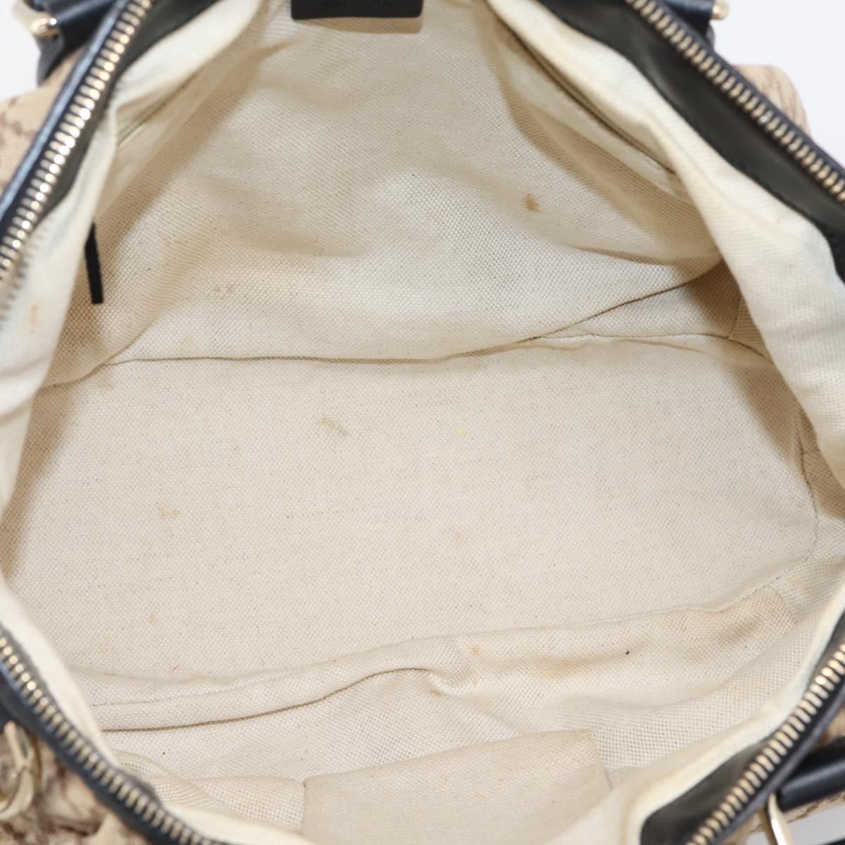 GUCCI Diamante Hand Bag Canvas 2way Beige Gold 247902 Auth 204317